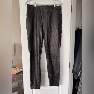 Spanx Black Faux Leather Pull-on  Pants Size Large